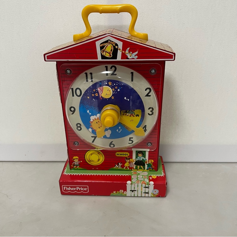 Fisher-Price Music Box Teaching Clock VTG Learning Toy
